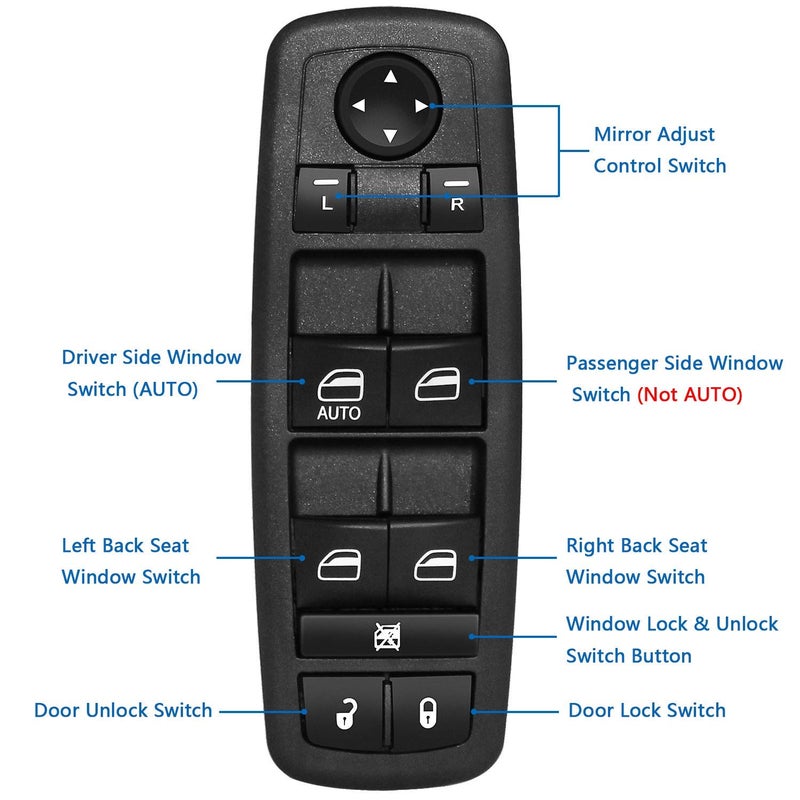 Partschoice Front Driver Side Master Power Window Switch Door Lock Main Control Button Automotive Interior Trim Compatible with 2008-2012 Dodge Journey & Nitro, Jeep Liberty, RAM 1500/2500/3500 Replace 4602632AG - Image 4